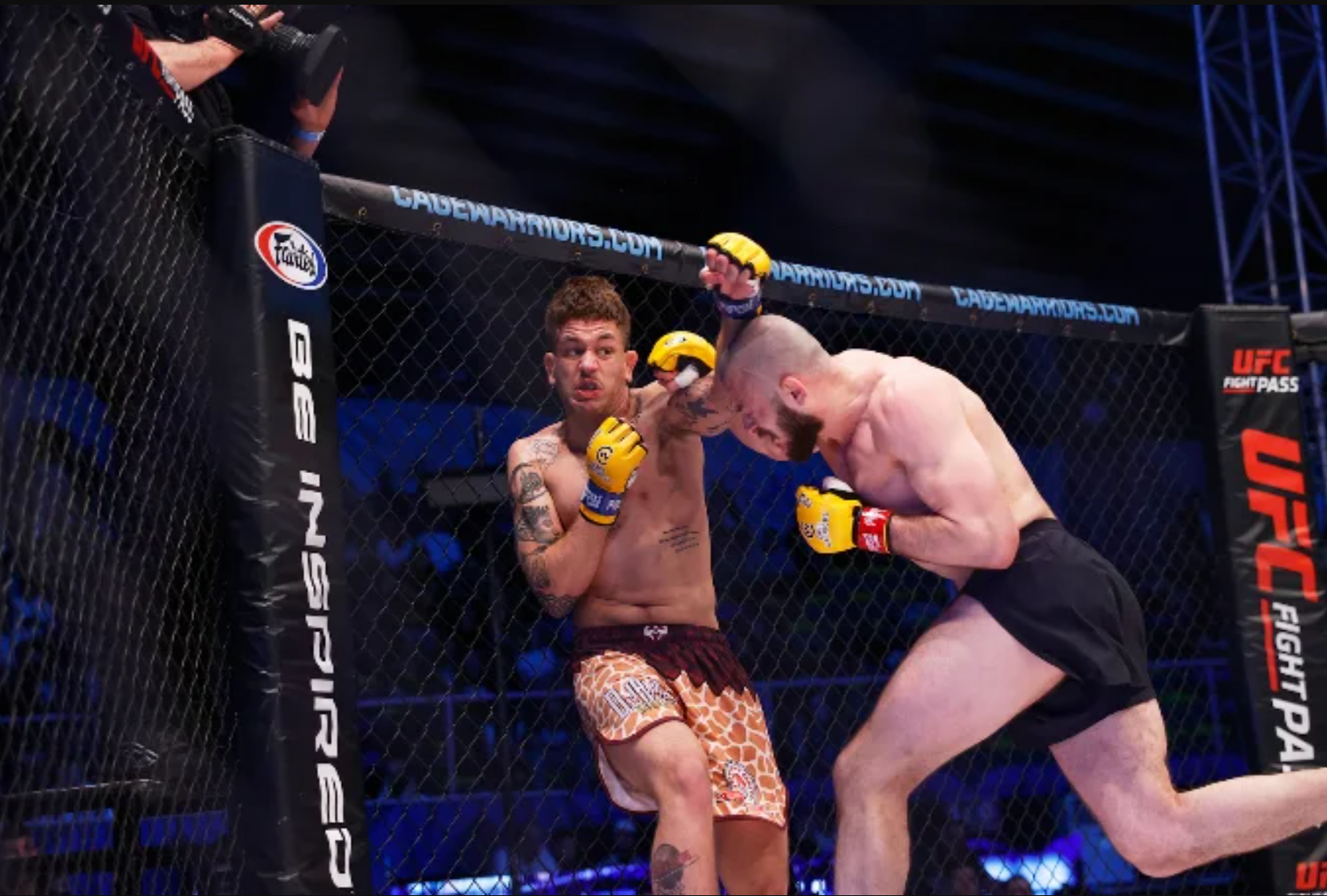 Due atleti si affrontano in gabbia durante un match di MMA